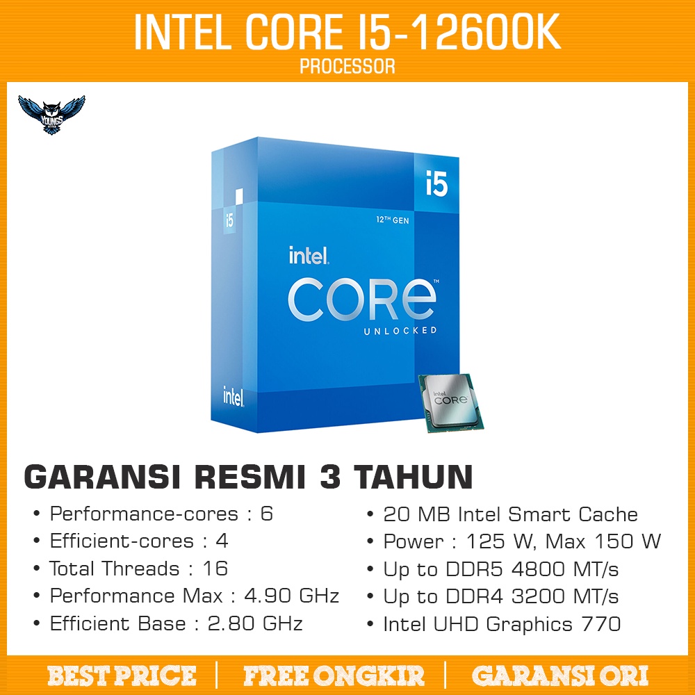 Intel Core i5 12600K Box | 4.9Ghz 10C 16T | Gen 12 LGA1700 Alder Lake