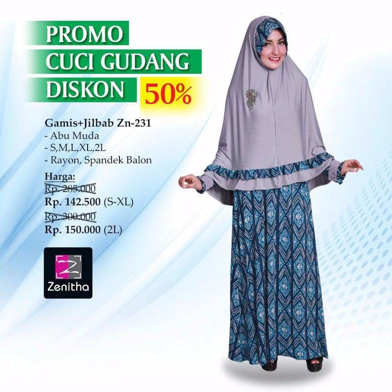 DISKON 50%+10% Gamis+Jilbab Syari Zenitha Zn 231 / Dress Muslim / Busana Muslim Wanita ko