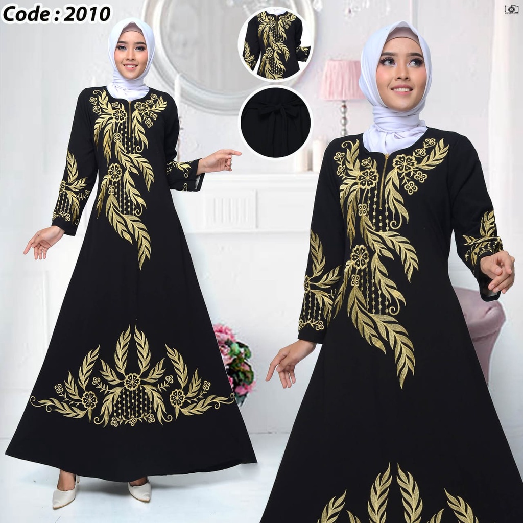 Trijaya . new abaya gamis maxi .gamis abaya hitam dress arab saudi bordir busui fit L dan XXL