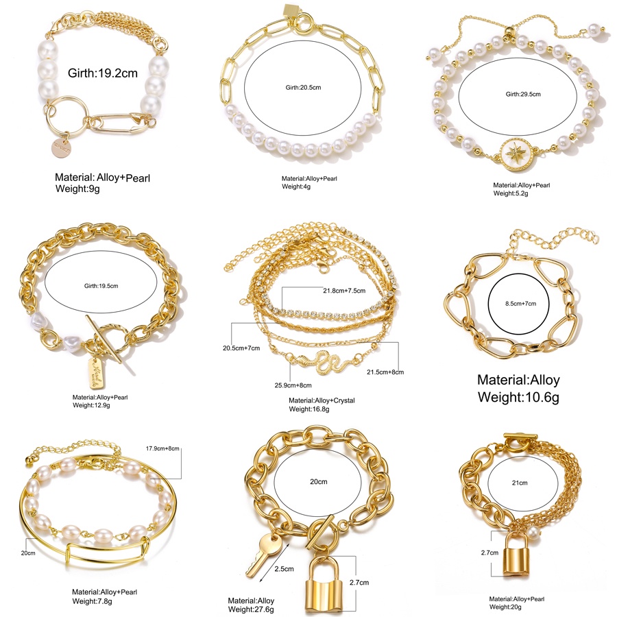 2021 Trend Punk Gold Big Thick Chain  Bracelet for Women Men Fashion Snake Mascot Pearl Charm Bracelets Bangles Jewelry Accessories Gift