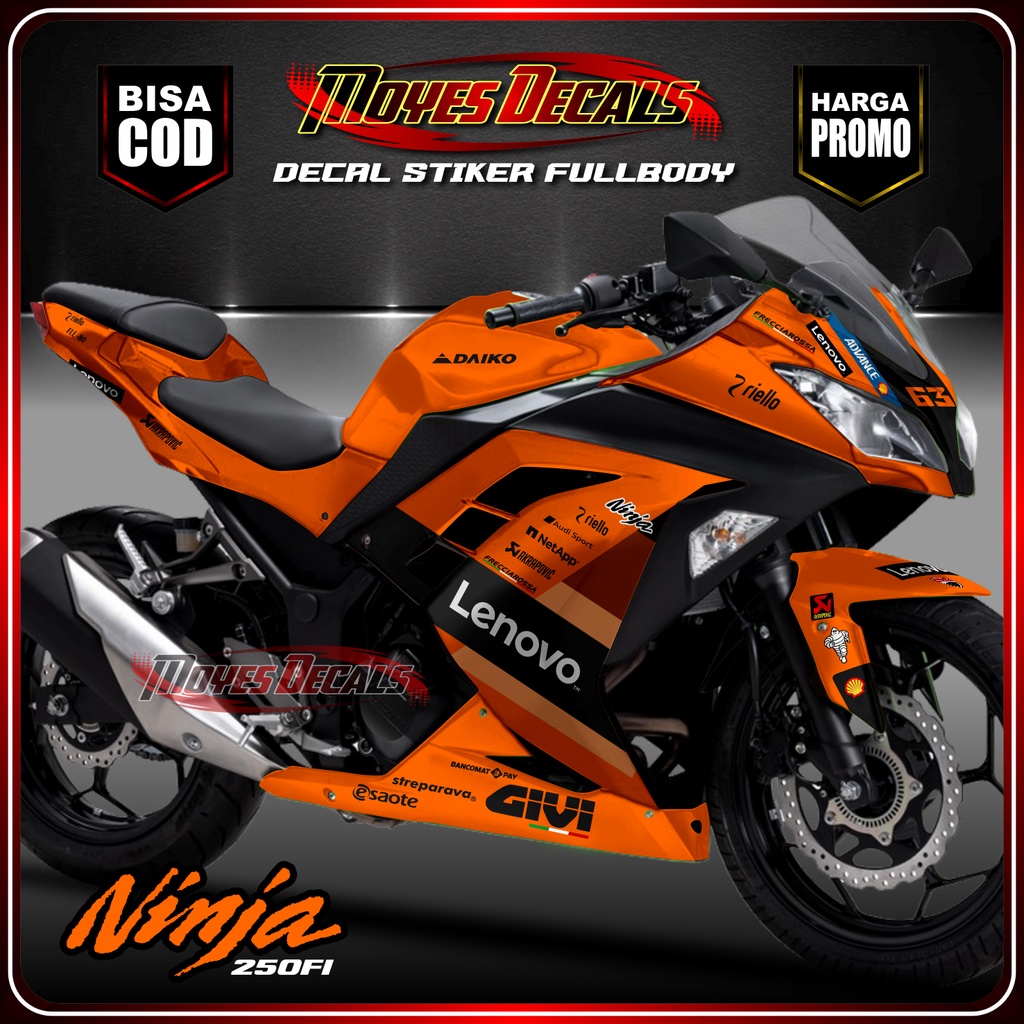 Decal Striping Kawasaki Ninja 250 Fi - Sticker Motor Ninja Fi - Stiker Fullbody Ninja Fi 250 Ducati 