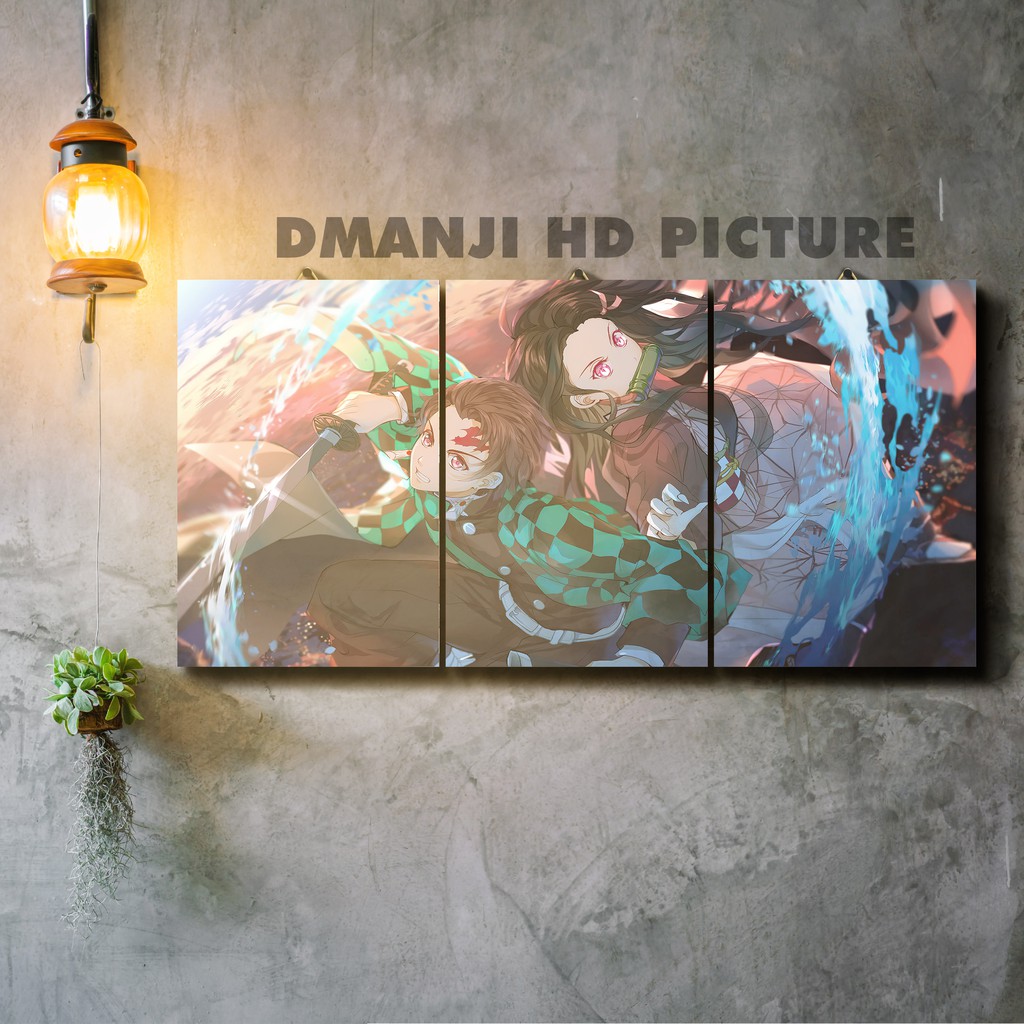 POSTER KAYU MULTIPANEL KIMETSU NO YAIBA / 60X30 / HIASAN DINDING DEMON SLAYER / PAJANGAN KAMAR ANIME-HD - KNY 100