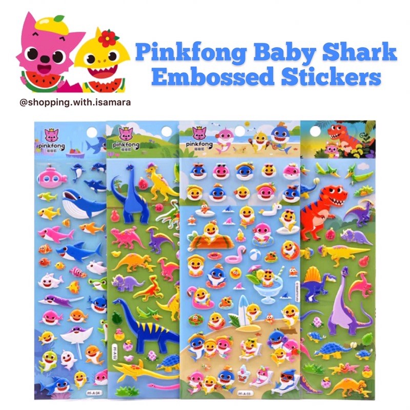 Pinkfong Baby Shark Embossed Stickers / Stiker Timbul Babyshark / Sticker