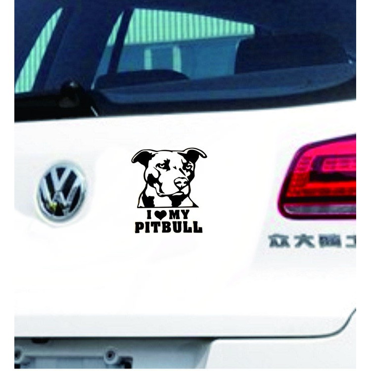 Tempelan Stiker Mobil Motor Reflektif I Love My Pitbull Kualitas Import