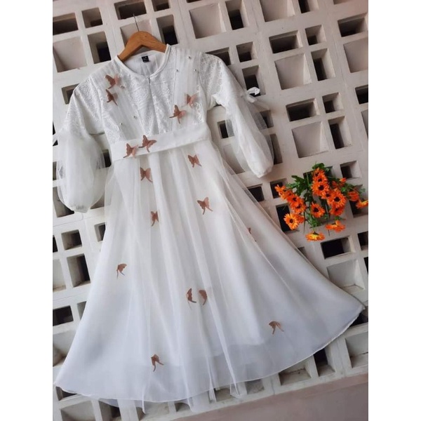 Gamis Anak Perempuan Motif Kupu kupu Bahan Tile Ukuran M/L/XL Terbaru 2025