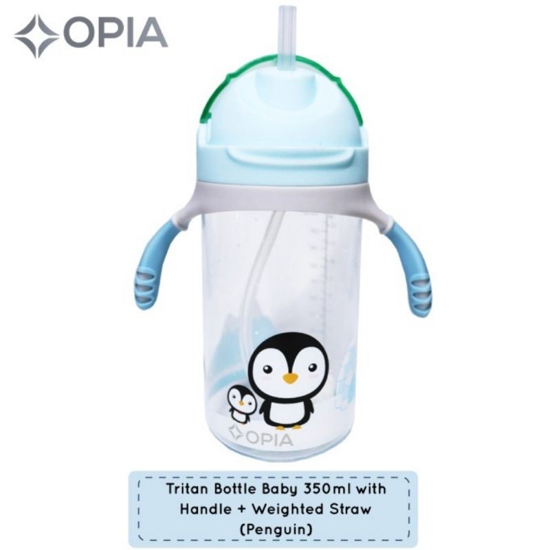 OPIA Tritan Bottle Baby Handle &amp; Weighted 350ml - Penguin / Butterfly / Seal / Whale Botol Minum Anak 350 ml