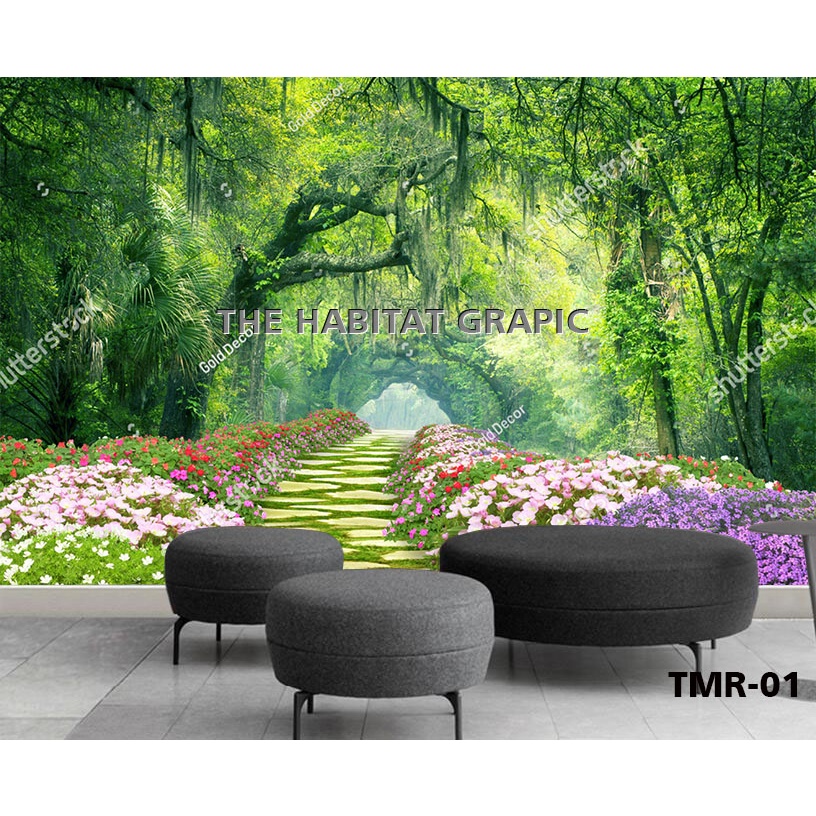 Wallpaper Custom Printing - Wallpaper Dinding Custom Murah Tema taman