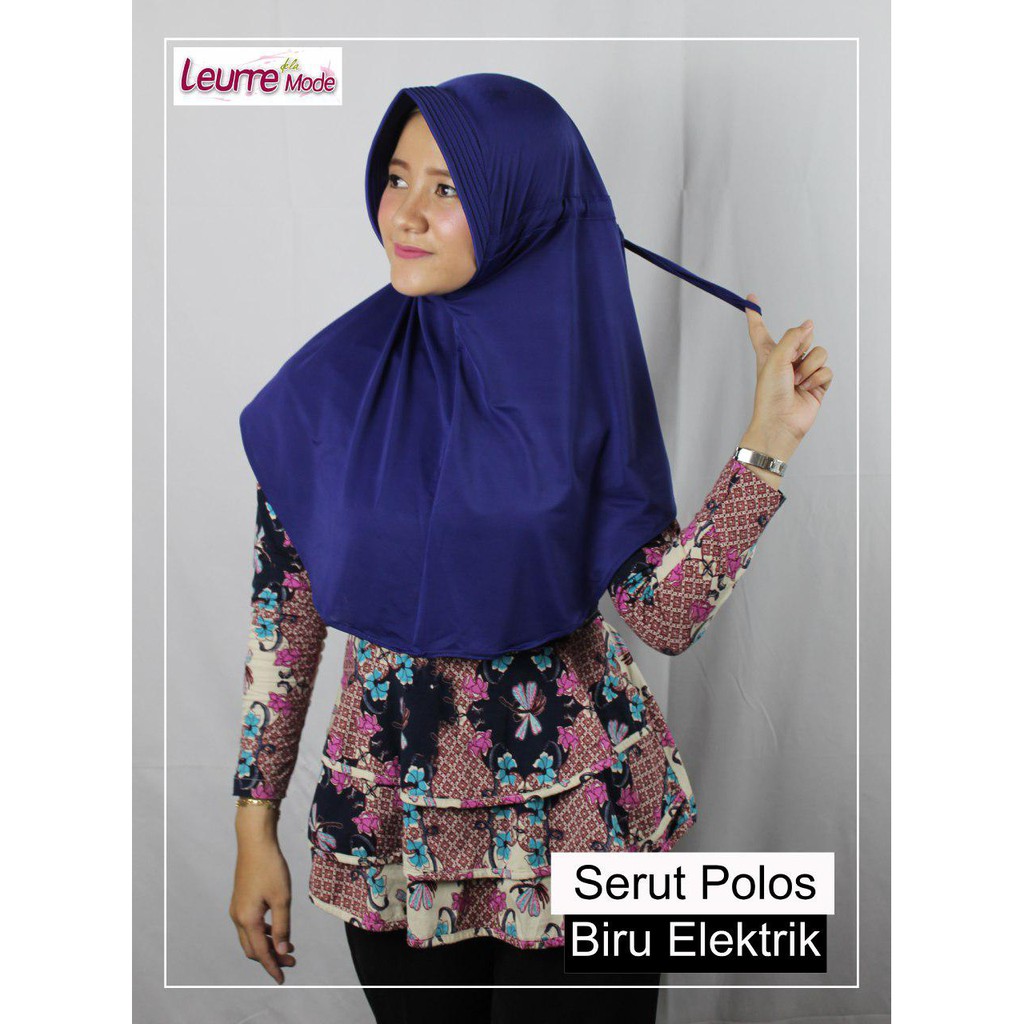 Jilbab Instan Serut Jokowi Biru Elektrik Murah Hijab Instan Serut Polos Termurah