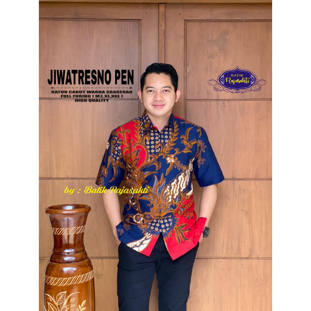 JIWATRESNO 2 RAJASAKTI KEMEJA BATIK SOLO PRIA LENGAN PENDEK LAPIS FURING ATASAN BATIK PREMIUM MODERN KATUN HALUS BAHUWIRYA  BANAMITRA BANAMITRA PUTIH BANGSAWAN BAYU PUTRA BERLIAN BIRU BHARATAYUDA BIMASENA BIRENDRA BIRU INDAH BRAHMAKERTA BRAHMAKERTA MERAH