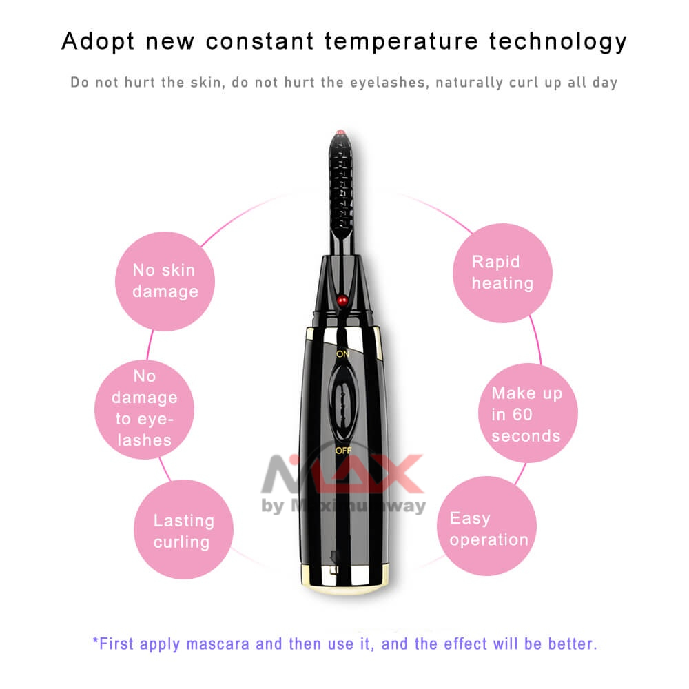 Setrika Bulu Mata Auto Lentik Electric Eyelash Curler hasil tahan lama Aman tidak membuat mata terkena panas penjepit bulumata pelentik elektronik heat bulu mata Electric Eyelash Curler Makeup Long-lasting Curling Perm Heating Eyelash Curling Brush Iron