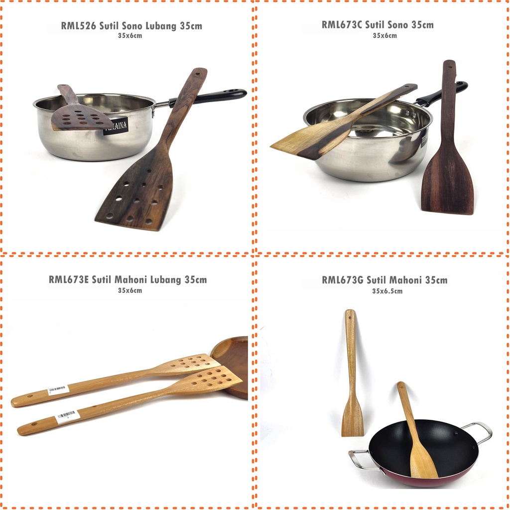 Sutil/Spatula/Sodet Kayu Mahoni &amp; Sonokeling 35cm &amp; 45cm