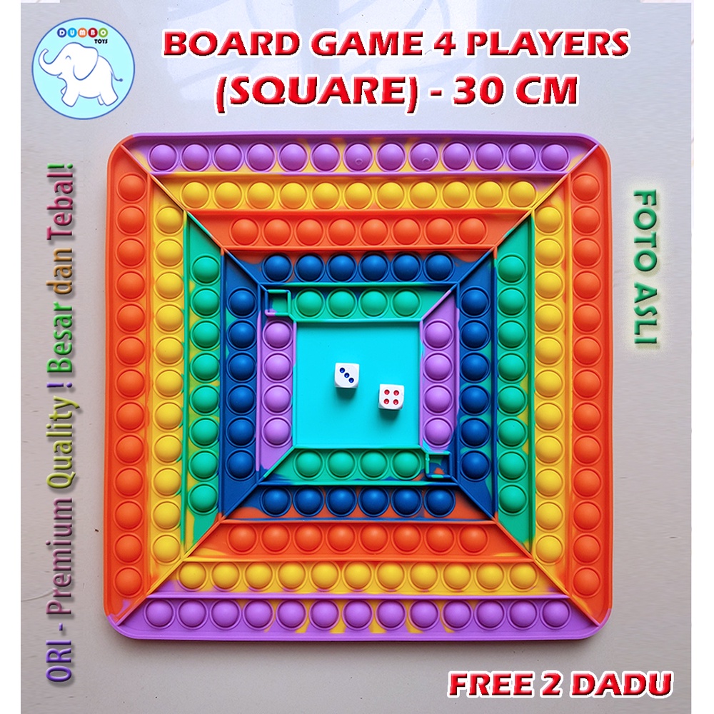 Pop It Board Game Persegi Panjang Battle Free Dadu Rainbow Jumbo-2