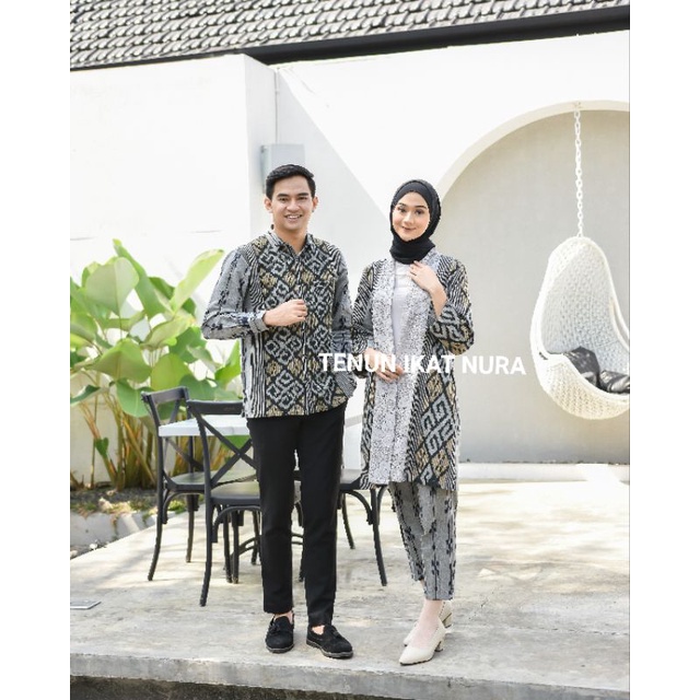 Couple Tenun Set Karina Brokat &amp; Kemeja Tenun