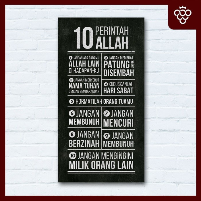 Hiasan Dinding 10 Perintah Allah (M) - Hitam
