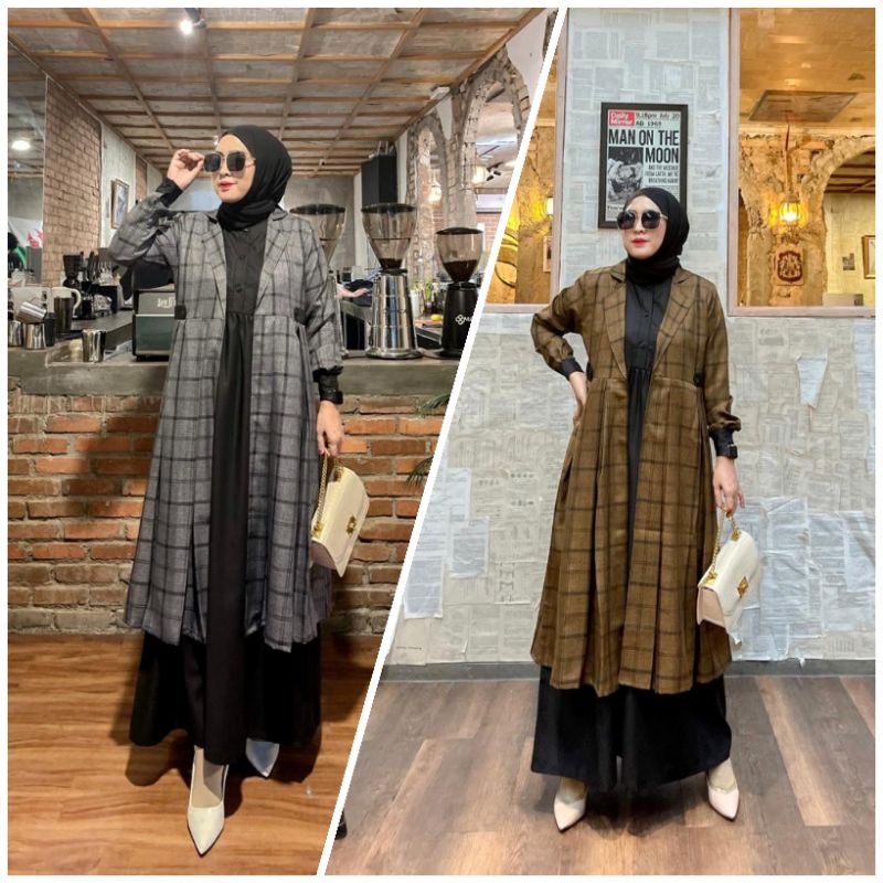 (COD) AMORA DAILY DRESS SET OUTER / ONE SET SELENA / Ahza