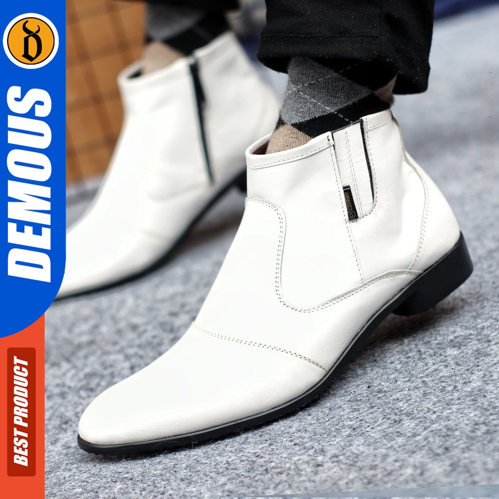 Sepatu Pantofel Pria Sepatu Formal Pria Kulit Asli Zipper Sepatu Pantopel Hitam Kerja Kantor DEMOUS FOX