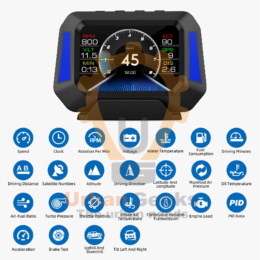 HUD P21 3.5 Inch Head Up Display Speedometer Digital Car LED