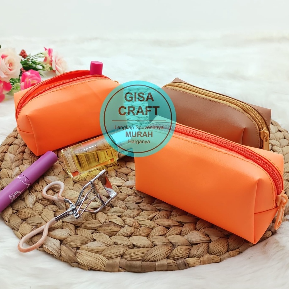 Gisacraft Souvenir dompet boxy vinyl mini uk +- 11,5 x 6,5 x 5,5 cm tanpa tali pegangan, pouch boxy 