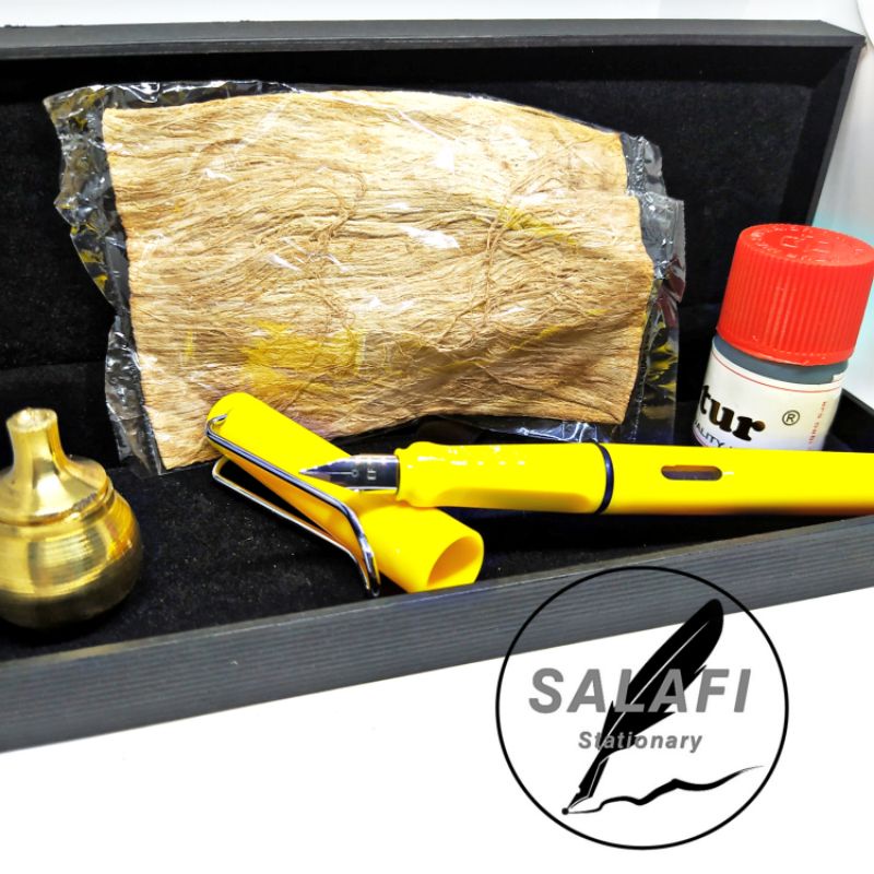

Satu set fountain pen kalam nib 0,3 Mm kuning pena makna kitab tutul tinta celup