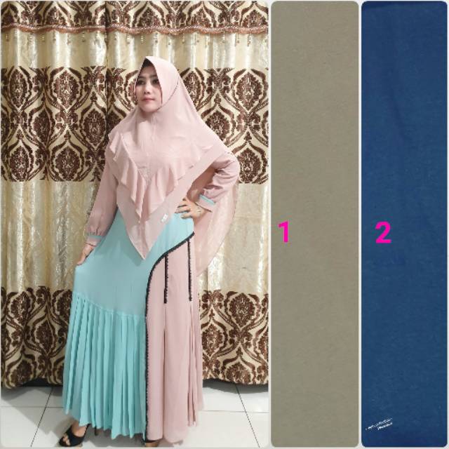 GAMIS LIANE SYAR'I BY SANITA 1 SET KHIMAR FULL PURING