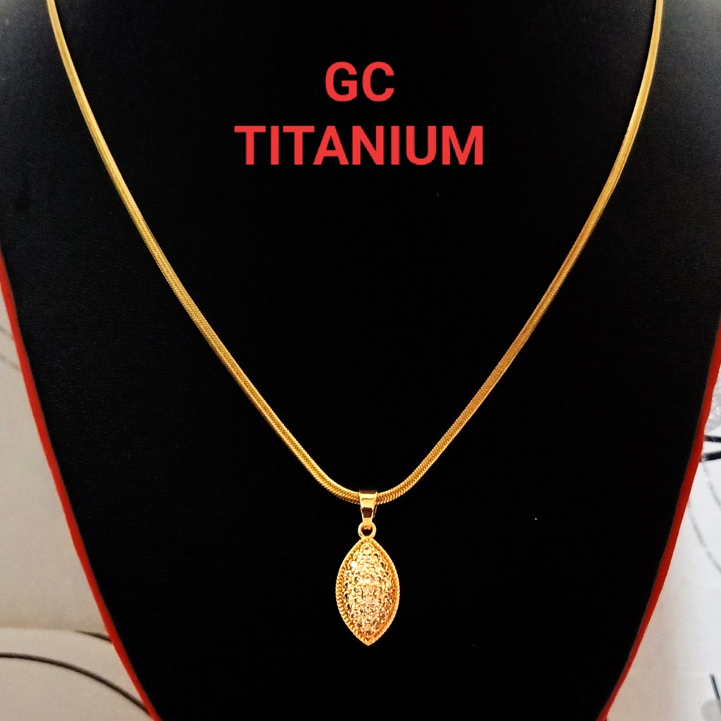 Kalung Daun Titanium gold Wanita