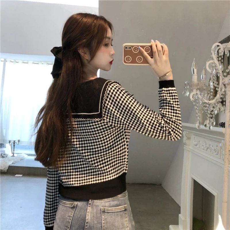 MDLV ~ 81021-1# Loretta Knit Top Blouse Korea Blouse Premium Blouse Import Blouse Rajut Lengan Panjang Fashion Import