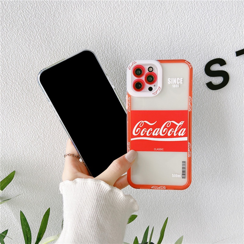 Coca-cola Soft Case Silikon TPU Transparan Anti Jatuh Cover iPhone 13 12 7 8 Plus X XS Max XR 11 Pro Max