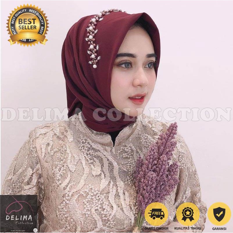 Hijab Segi Empat Payet Mutiara Pesta / Kerudung Segiempat Payet Pesta / Voal payet