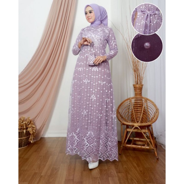 Gamis ratu tile bordir - baju gamis wanita terbaru 2021 - gamis kondangan - gamis kondangan modern -