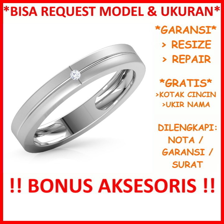 Bisa Pesan Model Garansi Silver Asli Cincin Perak Kawin Tunangan Nikah Gratis Ukir Tulis Nama Id129