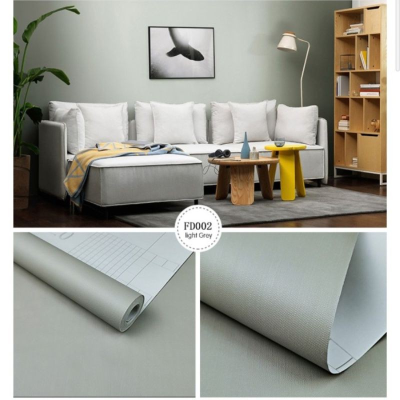 Wallpaper Dinding Polos Light Grey Ruang Tamu Mewah