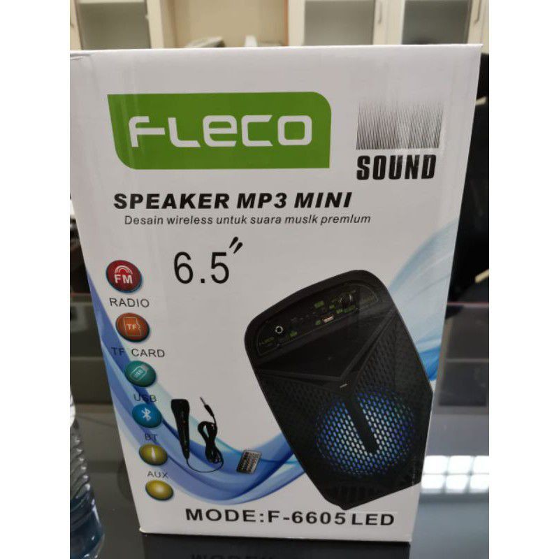 COD SPEAKER BLUETOOTH FLECO 6'5 INCH F-6806 LED PLUS MIC+REMOT TERBAR