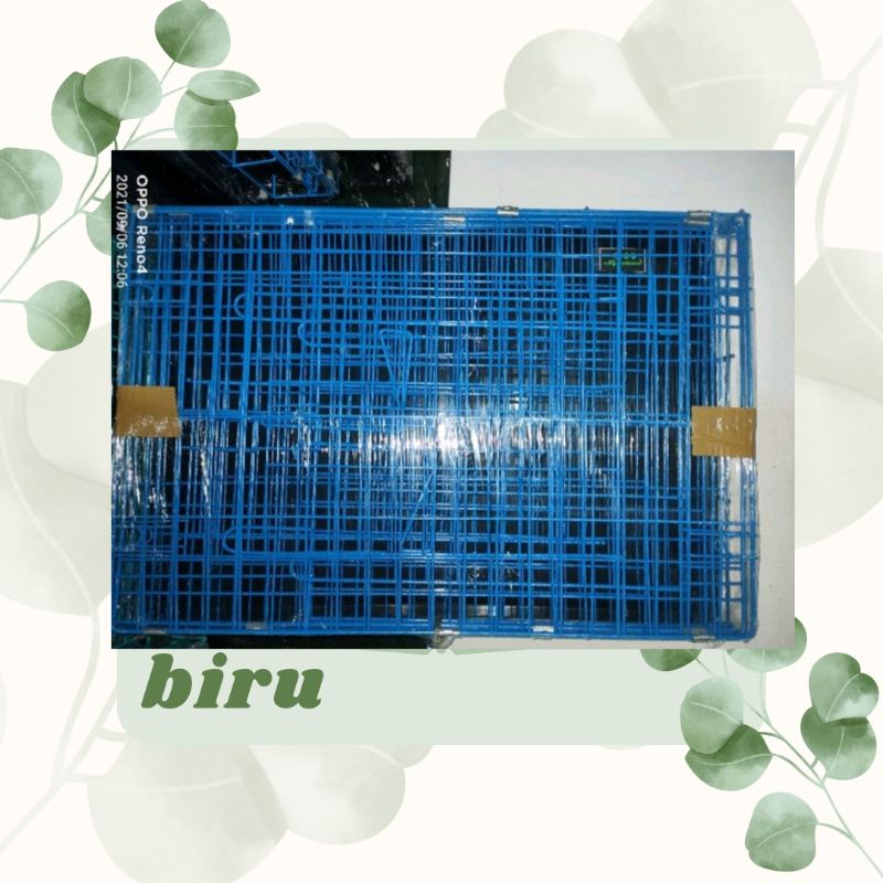 KANDANG KUCING ANJING KELINCI MUSANG BESI LIPAT TINGKAT 1 UKURAN 60X45X55 Size L-60 CM Biru
