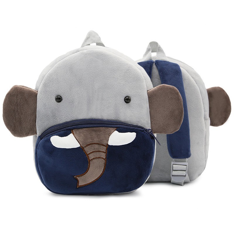 TAS RANSEL ANAK KARAKTER GAJAH / Tas TK Paud Usia 4-6 Tahun/ Bahan Halus Lembut Bahan Bulu