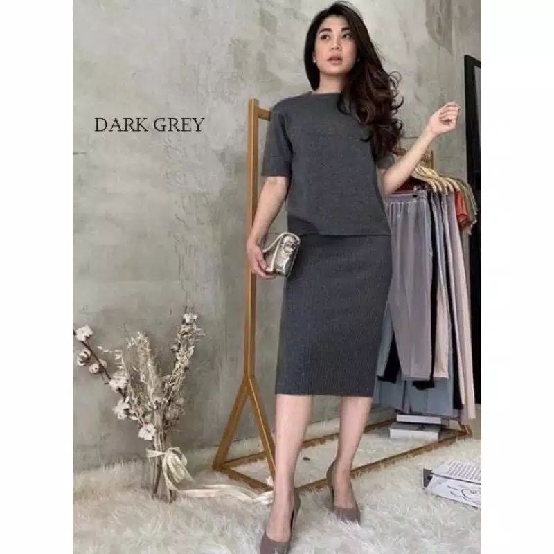 Dress Midi One set ( atasan + rok )
