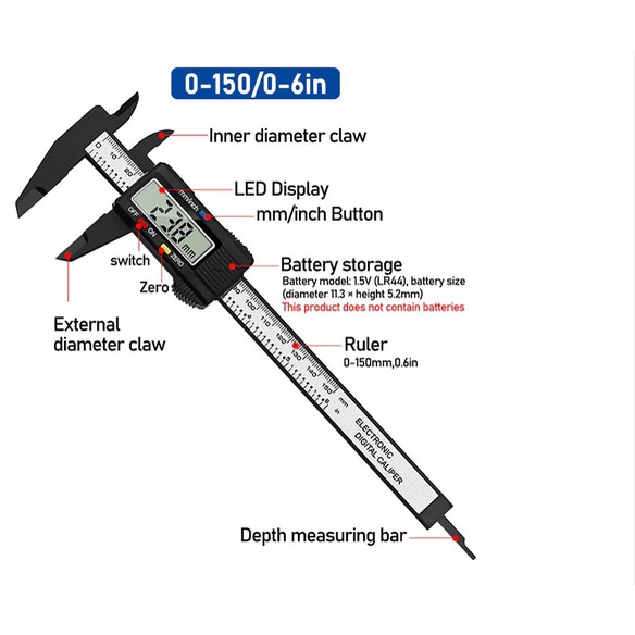 

Penggaris Sigmat Jangka Sorong Digital Vernier Caliper dengan LCD Screen Merk Taffware JIGO-150