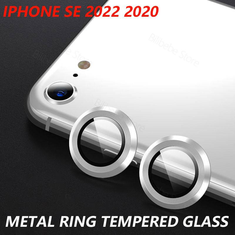 Pelindung Lensa Kamera Tempered Glass Dengan Ring Metal Untuk iPhone SE 2022 2020 SE3 SE2 7 8