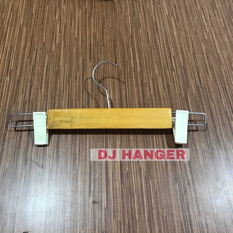 Hanger Kayu Jepit Natural (30cm) | Gantungan celana kayu jepit natural