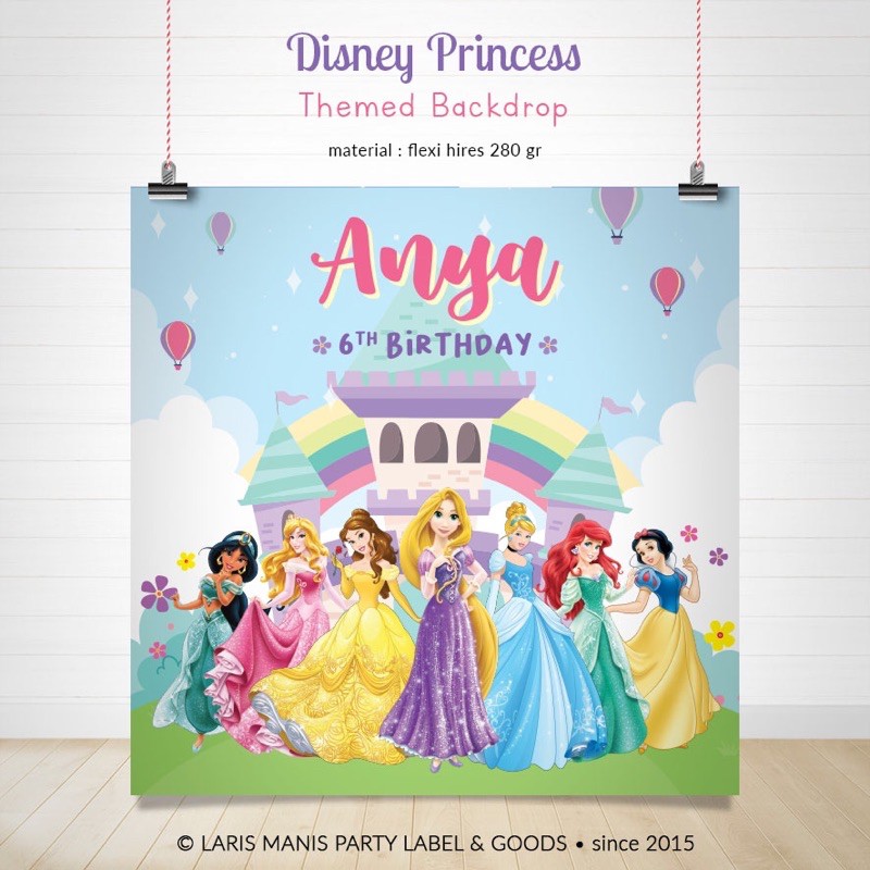 Backdrop / Banner / Spanduk Ulang Tahun tema Disney Princess