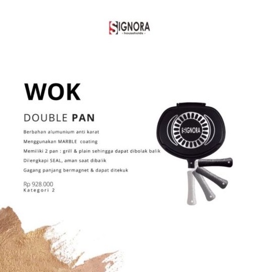 Signora Double Pan/Alat Panggang/Griller/Wok/Wajan Serbaguna