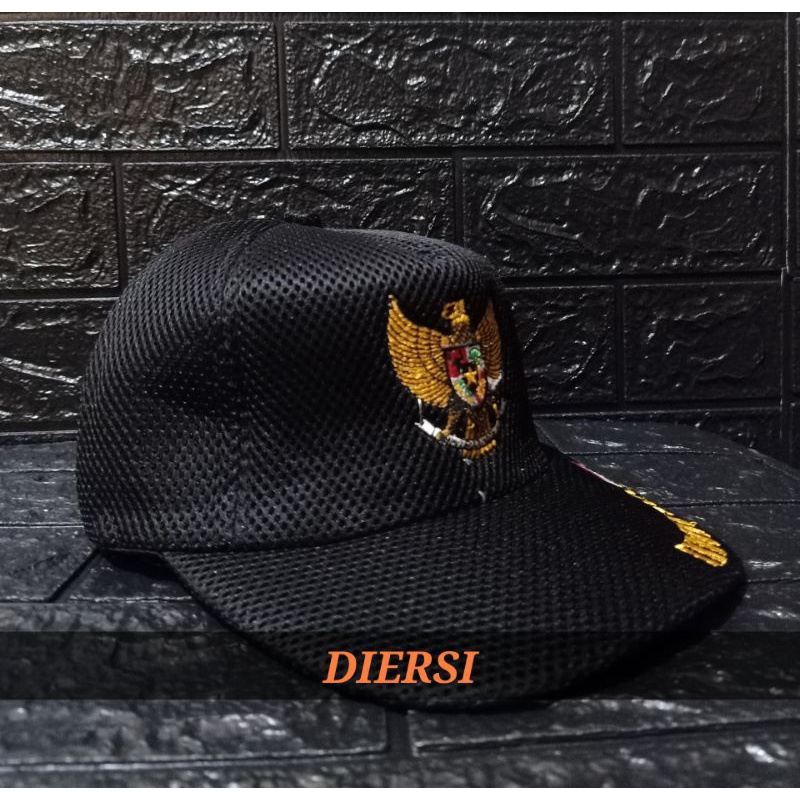 DIERSI STORE TOPI DOUBLE MESH BORDIR GARUDA/TOPI PNS MOTIF BORDIR