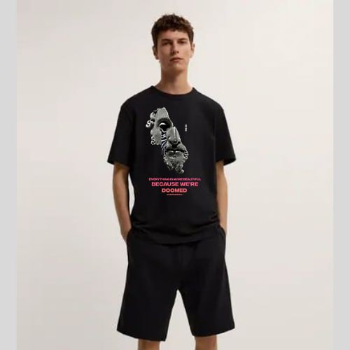 Clothing May - 1 Set Because We're Doomed 1 Set One Set Oneset Satu Pasang Satu Setel Fashion Sepasang Kaos Koas Set Boxer Distro Kekinin T Shirt Tshirt T-Shirt Premium Murah Unisex Sablon Dtf Murah Celana Pria Pendek Tali Kolor Bokser