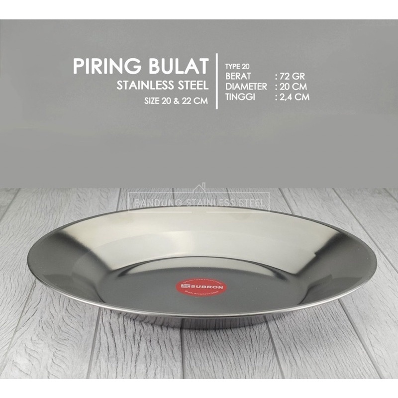 PIRING MAKAN STAINLESS STEEL / PIRING MAKAN UKURAN 20 CM DAN 22 CM BAHAN STAINLESS AWET