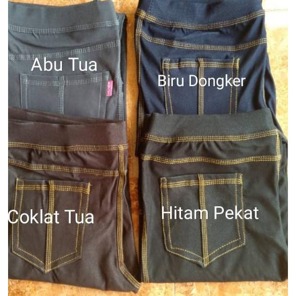 Serbuuuu - Celana Legging Levis Panjang Wanita - SIZE Standar dan Jumbo - Bahan Denim Adem Tebal - a