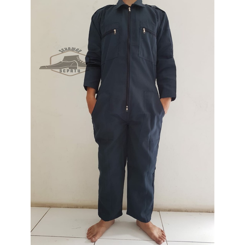 Wearpack Safety Warna Biru Dongker - Katelpak Proyek - Baju Kerja - Baju Safety