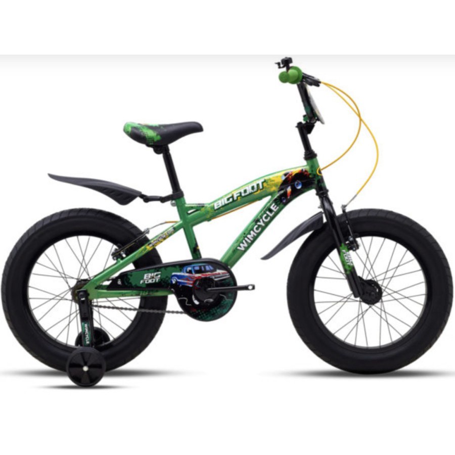 SEPEDA BMX ANAK WIMYCYCLE BIGFOOT 18 INCH BAN JUMBO 3.0 WARNA HIJAU