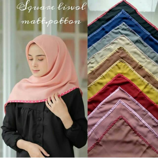 KHUSUS GROSIR SEGI EMPAT LIST VOLKADOT / HIJAB GROSIR MURAH / ULAKAN HIJAB / HIJAB INSTAN