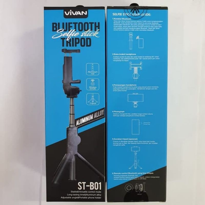 Vivan ST-B01 Tongsis Tripod Selfie Stick Bluetooth Wireless