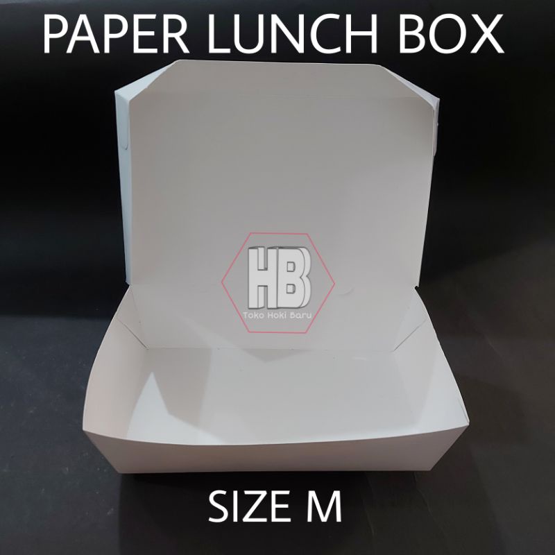 [50 Pcs] PAPER LUNCH BOX SIZE M PUTIH POLOS LAMINASI / KOTAK NASI KERTAS AYAM GEPREK UKURAN M