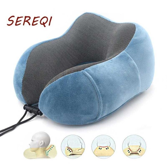 Bantal Leher Empuk U-Shape Foldable Travel Neck Pillow